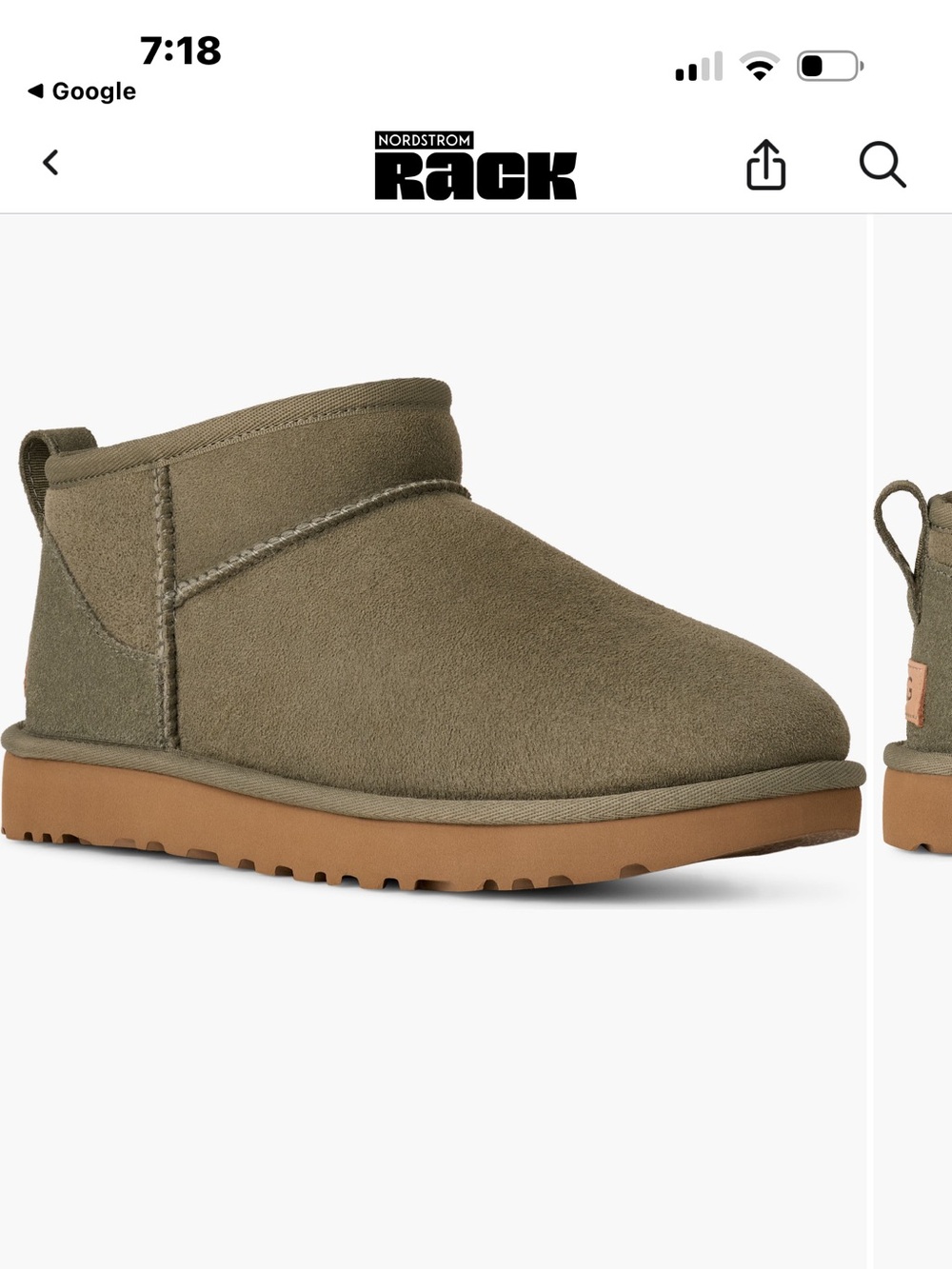 Woman’s Ugg Olive Suede Slip-On boot with Gum Sole
